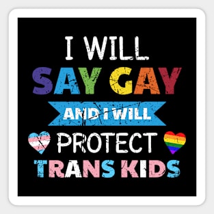 I Will Say Gay and I Will Protect Trans Kids Magnet